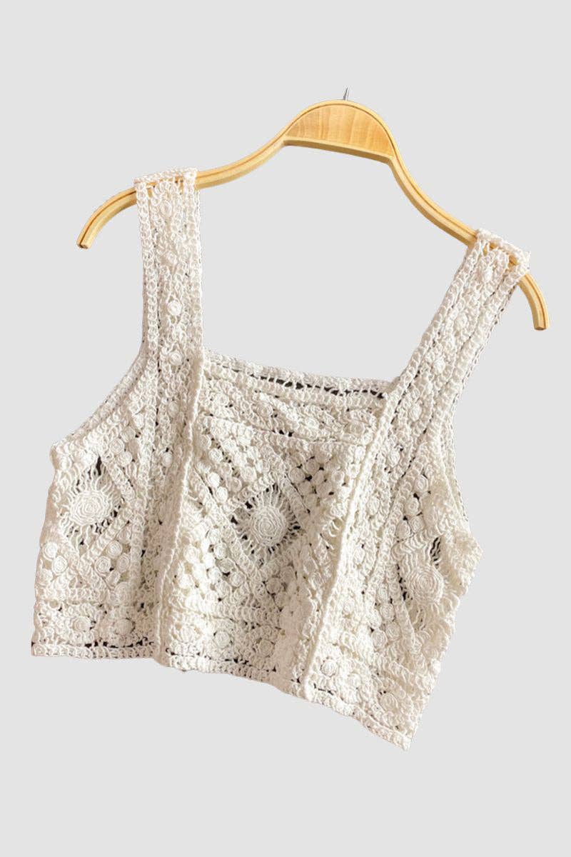 Mccolin – wholesale Tank top – Women′s – Crochet Patterned Crop Tank0