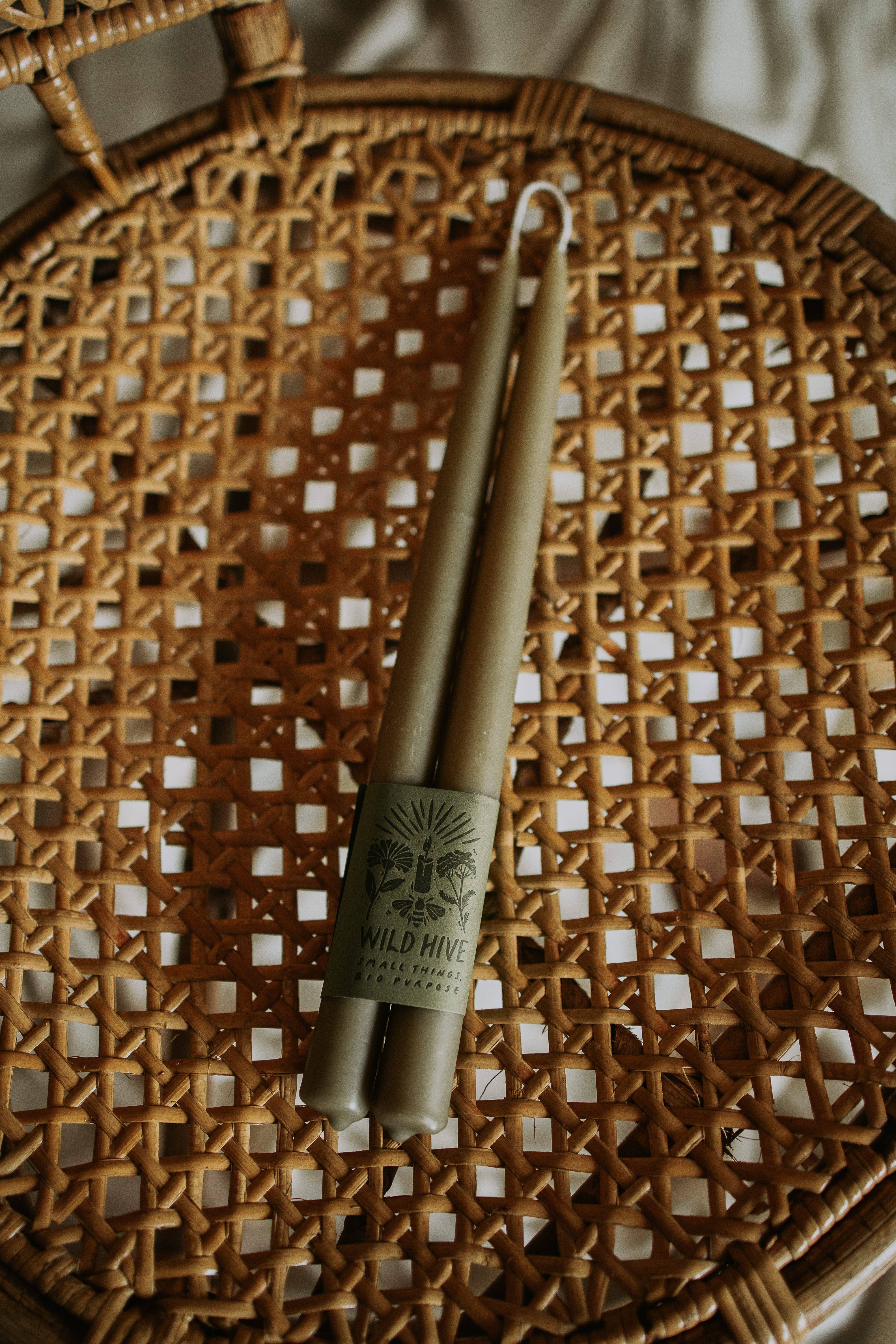 Wild Hive Apiary - Wholesale Tapered Candle/Candlestick - Moss green hand dipped tapers1