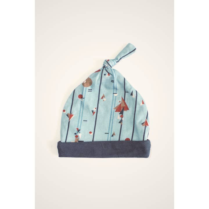 Knotted Hat in Cloud Blue Geo for wholesale by Ay Bebe