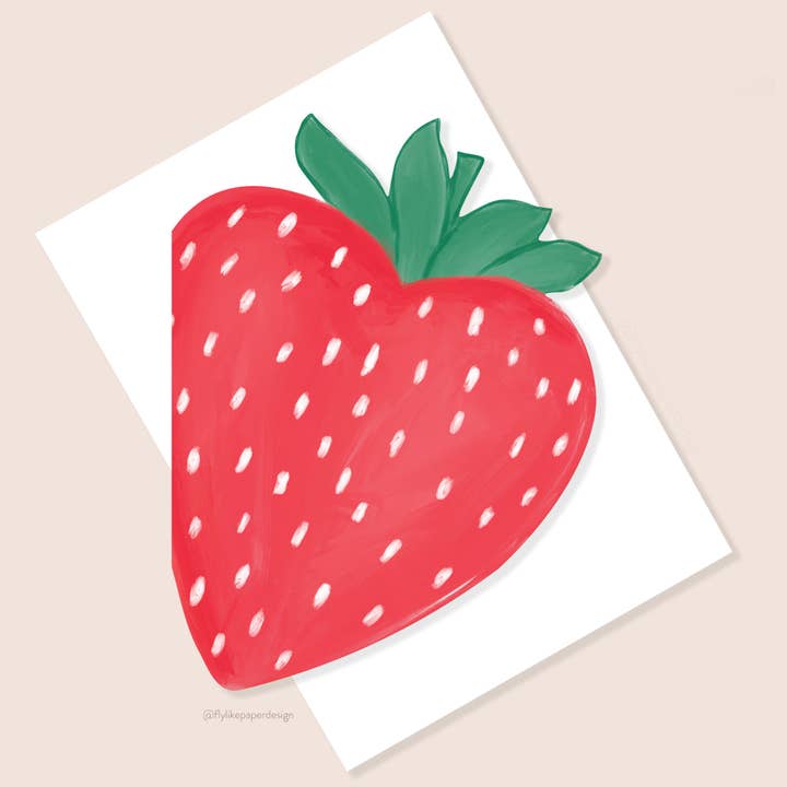 Carte de Saint-Valentin Cœur de Fraise pour la vente par Fly Like Paper Design