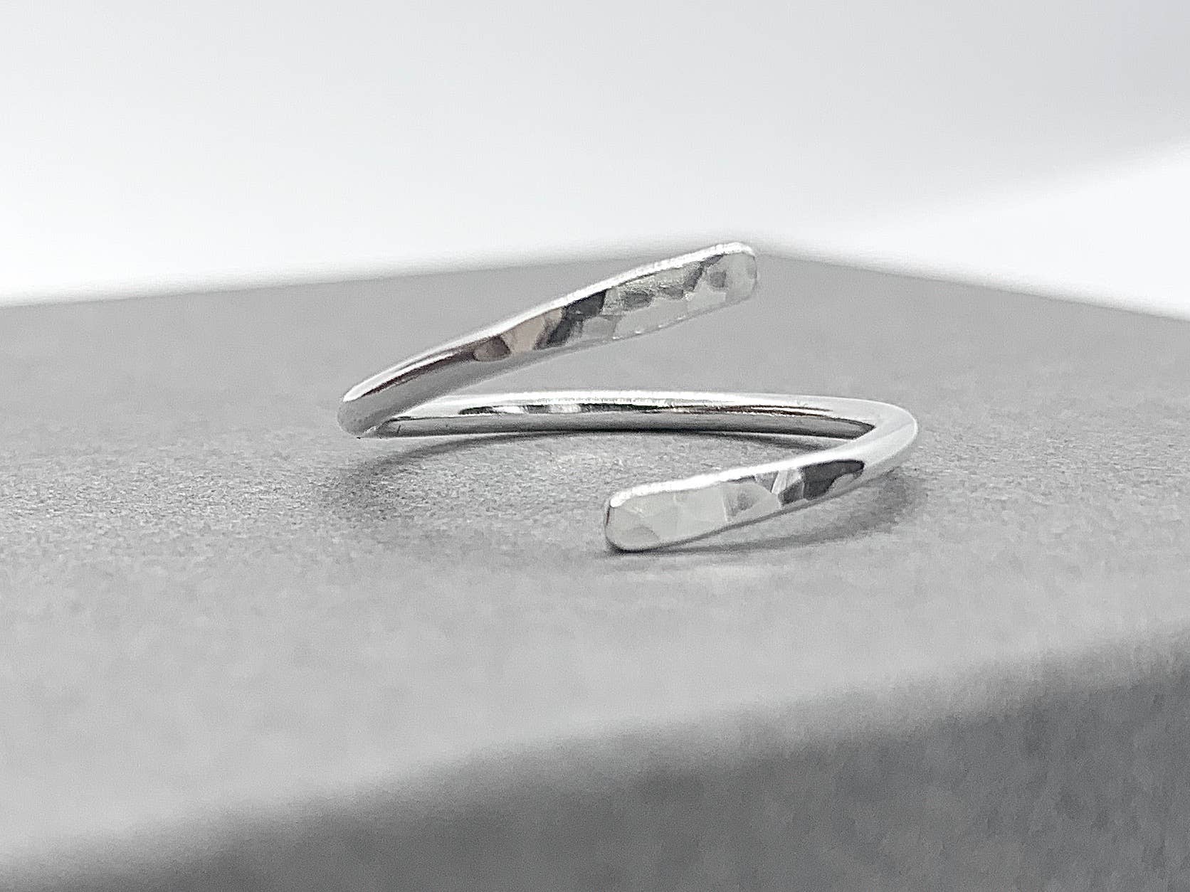 Verve Jewellery - Wholesale Band/Stacked Ring - Hammered adjustable ring for women, sterling silver0