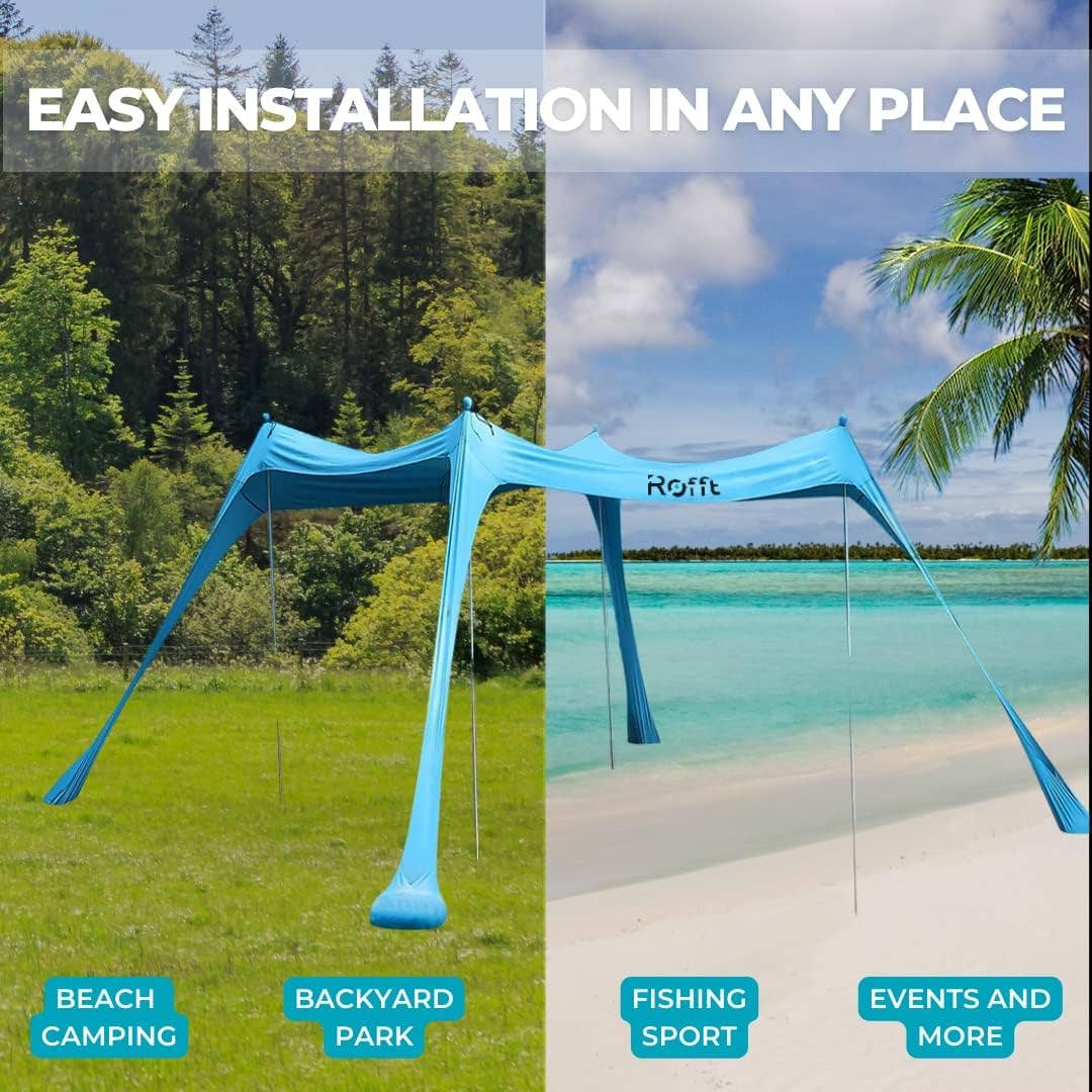 ROFFT USA LLC – wholesale Tent – Pop Up Beach Tent and Beach Canopy Sun Shelter UPF50+ with Sand Shovel, Ground Pegs and Aluminum Poles Beach Shade Beach Tent pop up Shade Beach Tent Sun shelter Beach Canopy Tent Sun Shade7
