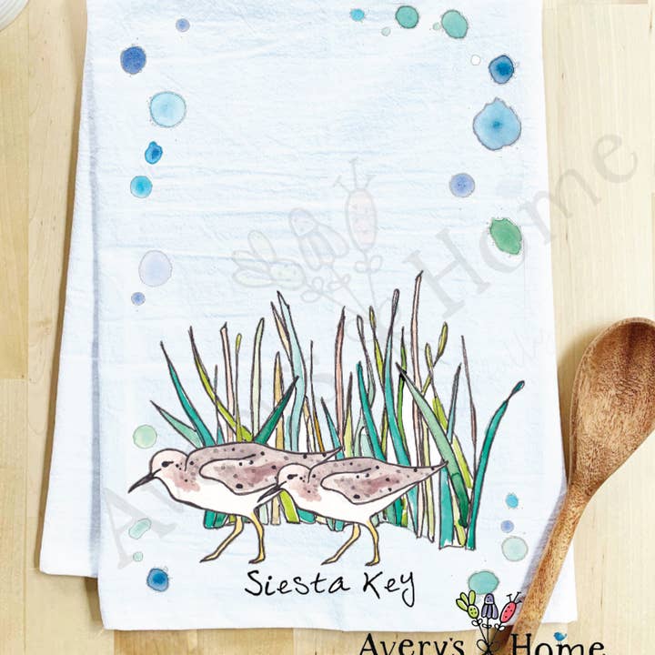 Avery's Home - Wholesale Tea Towel - Sandpipers with Beach Grass Bird Customizable Tea Towel15