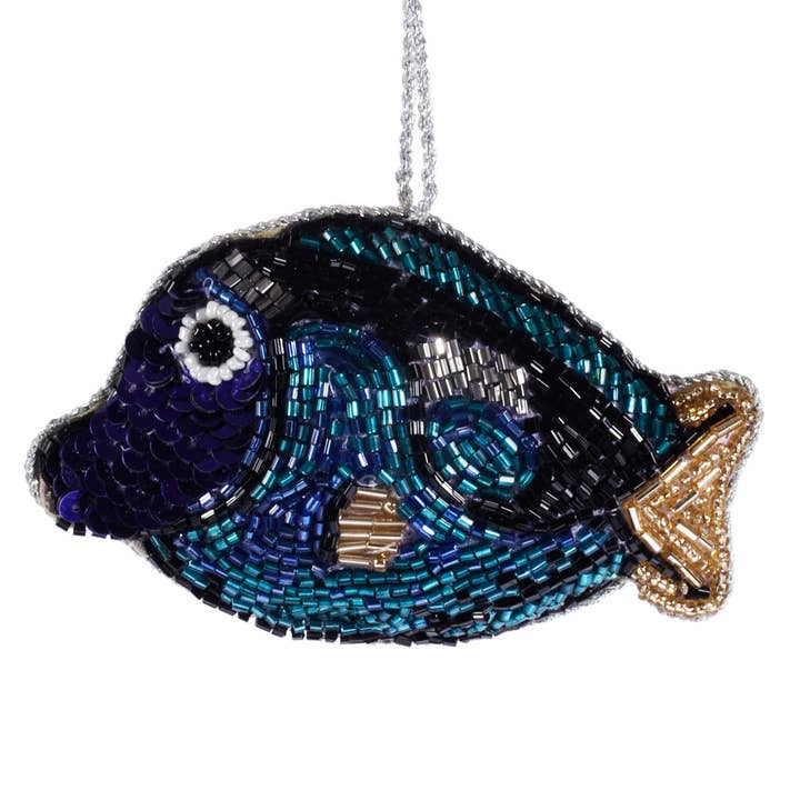 Cream Cornwall - Wholesale Ornament - Beaded Fish Hanging Decoration