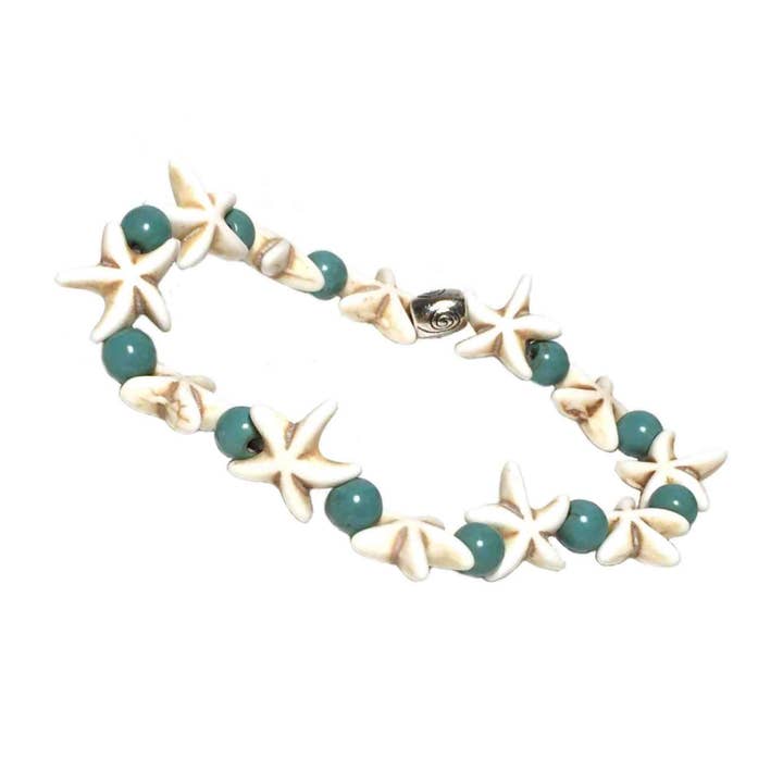 Sjöstjärna sten armband - elfenben nyanser med turkos rundor för wholesale av Low Tide Island Design