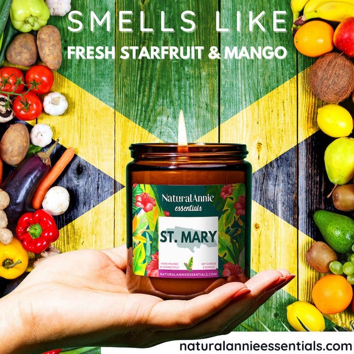NaturalAnnie Essentials - Wholesale Jar/filled candle - ST. JAMES Jamaica 9 oz Scented Soy Candle1