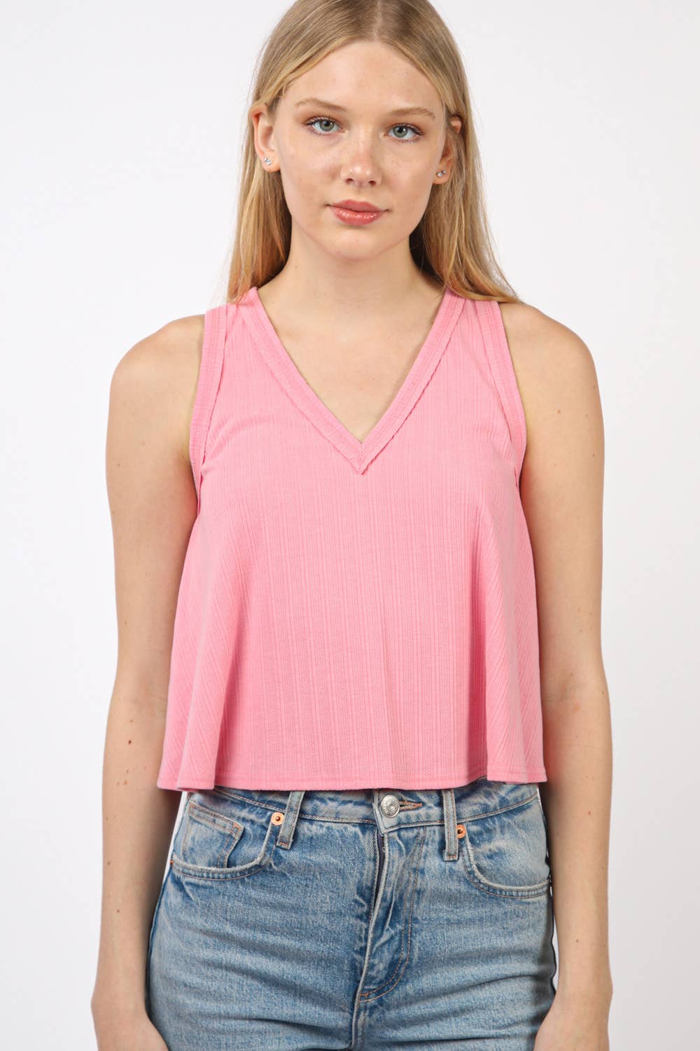VERY J - Wholesale Knit Top - Women's - NT11632-Sleeveless Soft Knit Swing Crop Top0