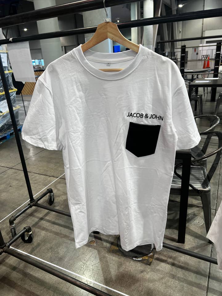 White leather Pocket Shirt for wholesale by Jacob & John