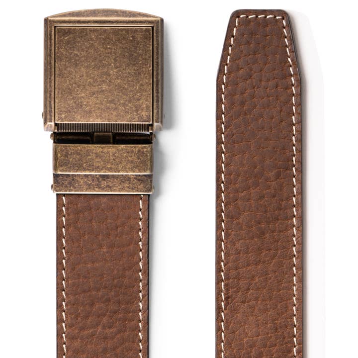 Wide Woodland Contrast Stitched Belt - Brass Buckle for wholesale by SlideBelts