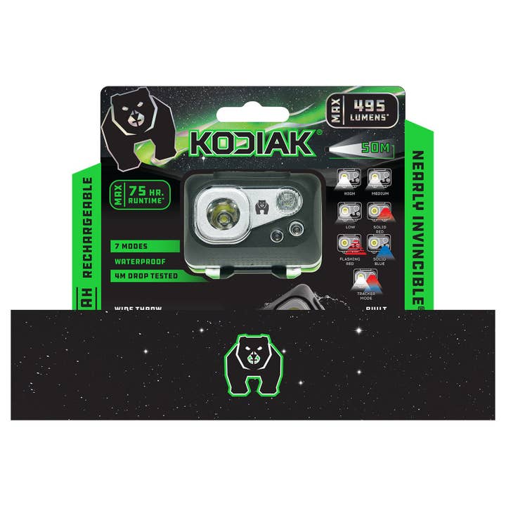 Kodiak® Rechargeable 400 Lumen Nearly Invincible Waterproof Headlamp for wholesale by LitezAll