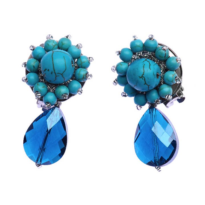 Orecchini Con Turchese E Cristalli Chiusura Cli per la vendita all'ingrosso da parte di Ottaviani