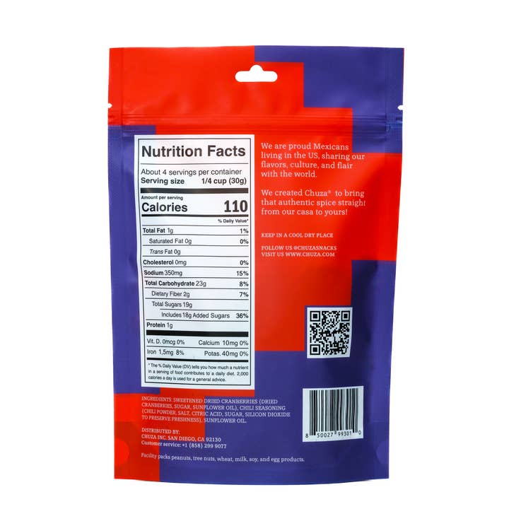 CHUZA - Wholesale Dried/Dehydrated Fruit - CHUZA | Dried Cranberry | Chili-Seasoned Fruit Snack