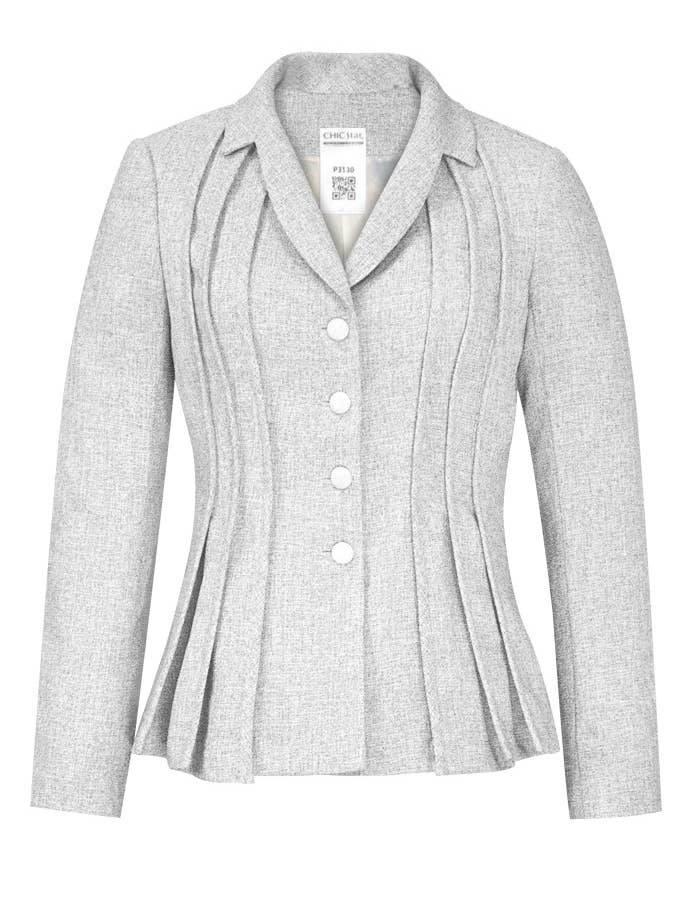 Chic Star 062124 Boucle-Plissejacke in Übergröße, Weiß für den Großhandel von CHIC STAR