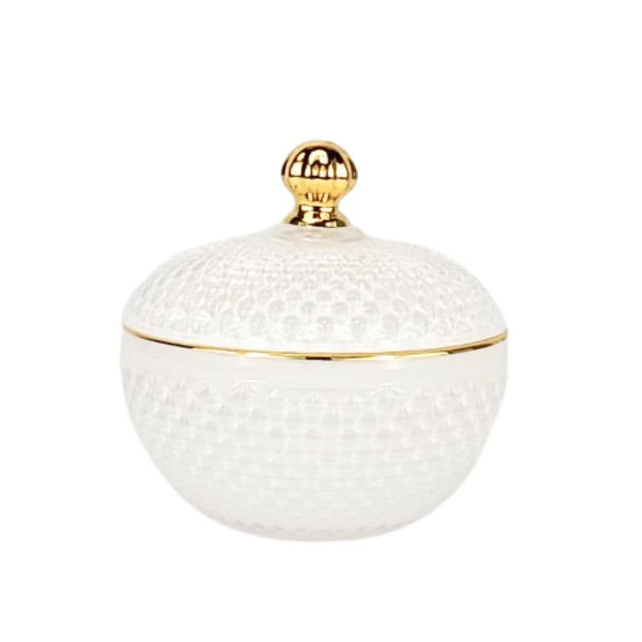 General Wax - Candle Making Supplies - Vente Bougeoirs - Grand verre à bougie de courtoisie blanc/doré de 10 oz0