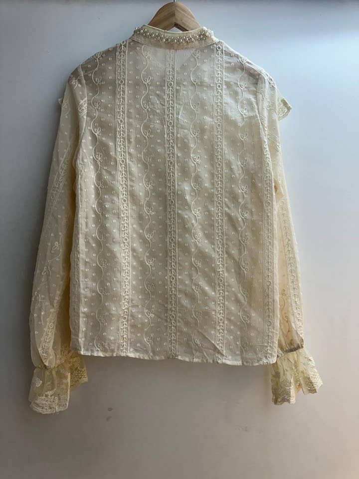 LORIANE - Wholesale Button Down Shirt - Women's - 6528 Transparent plain blouse3