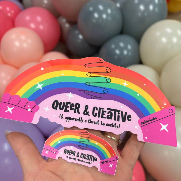 NatterDoodle - Wholesale Sticker - Queer and Creative and Apparently, Threat to Society Sticker5