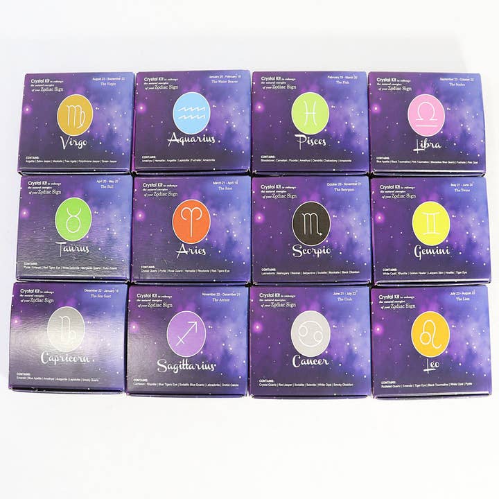Natures Artifacts Inc – wholesale Spiritual stone/crystal – 12 Zodiac Crystal Kit, Horoscope Set3