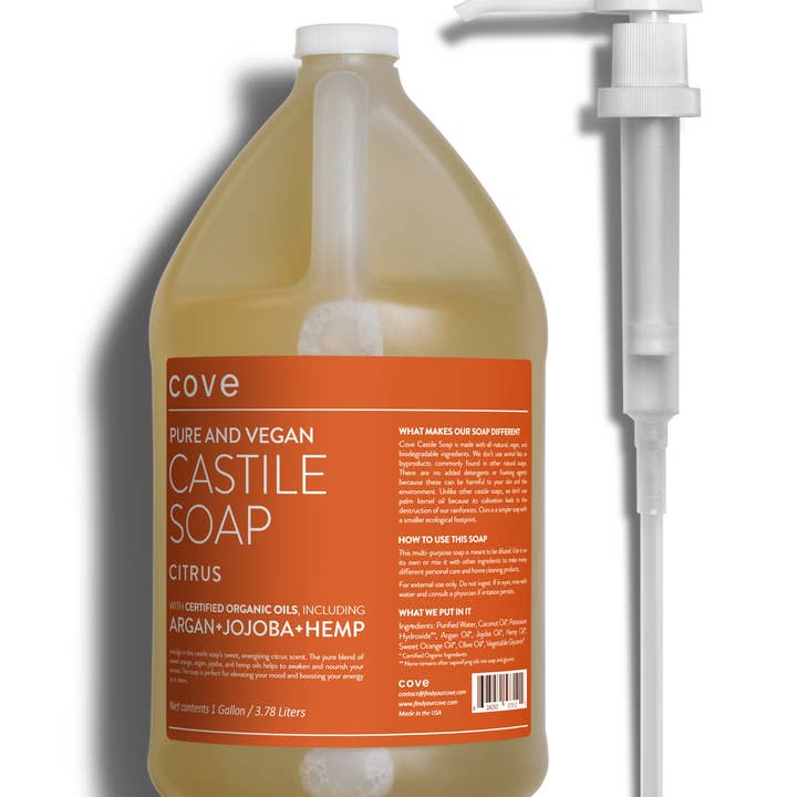 Cove - Wholesale Body Wash/Shower Gel - Cove Castile Soap 1 Gal. | Organic Argan, Jojoba, Hemp Seed
