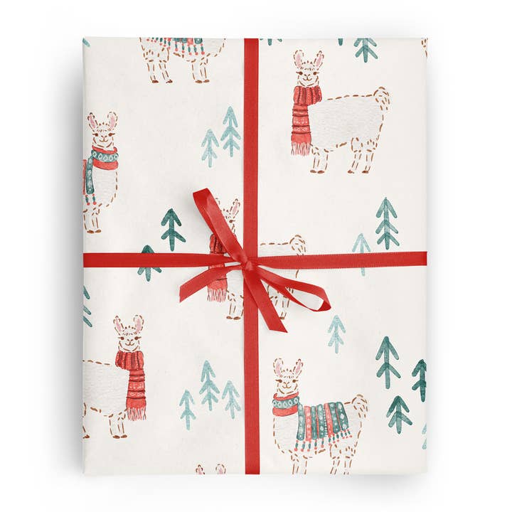Vivie and Ash - Wholesale Wrapping Paper Roll - Christmas Llamas Wrapping Paper Roll 1