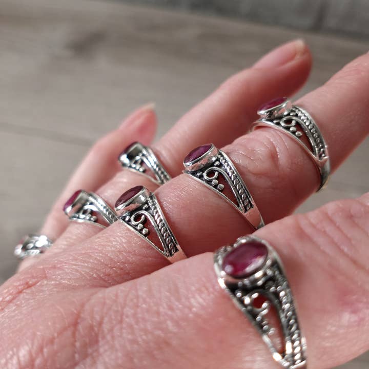 Keystone Crystals – wholesale Single stone/solitaire ring – Gemstone Sterling Silver Ring Witchy Boho Style