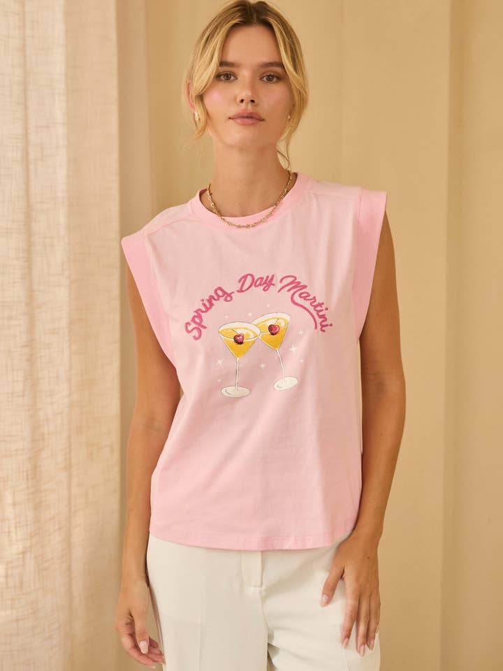 Printed Graphic Sleeveless Shirt with Embroidery for wholesale by SKIES ARE BLUE