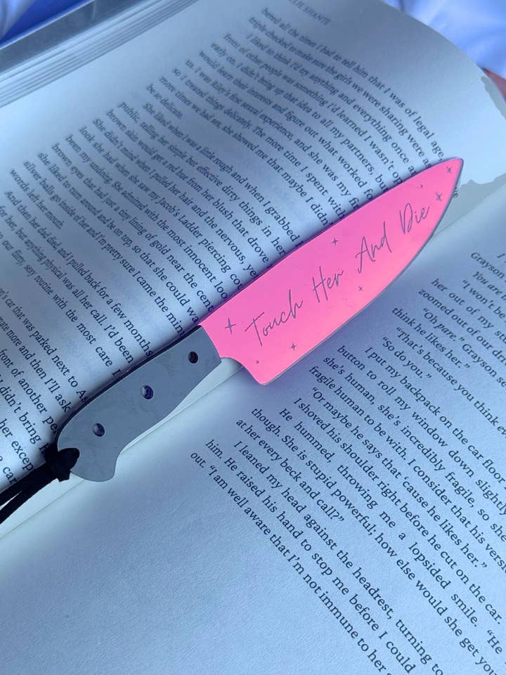 Touch Her And Die - Mirrored Knife Bookmark for wholesale by Scribbles Wholesale