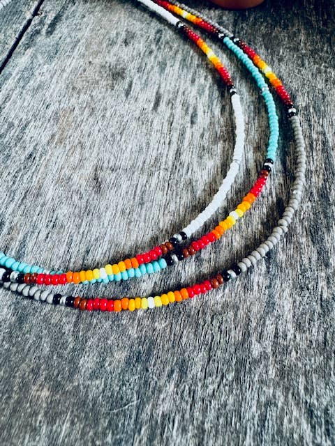 Wild Hancock Creations – Gargantilha/coleira por atacado – Gargantilhas de grão de sementes Fire Colors 5