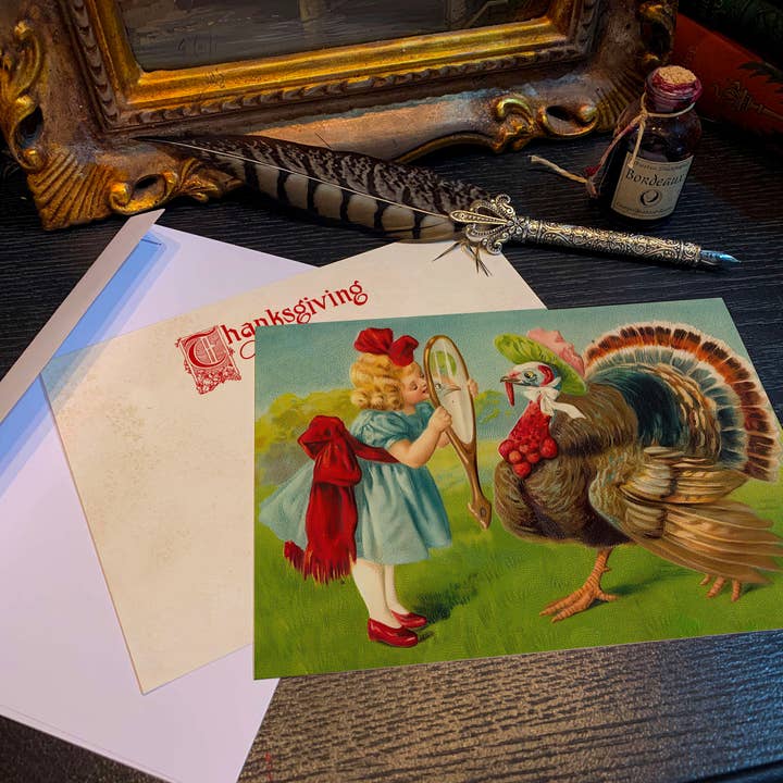 Turkey Reflection, tarjetas de Acción de Gracias con sobres para venta al por mayor de Ebon et Noir LLC