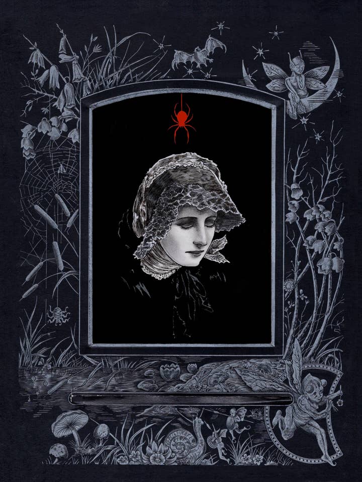 Lacrimosa- impressão de belas artes- gótica, vitoriana, arte a tinta, aranha por atacado de Mary Syring