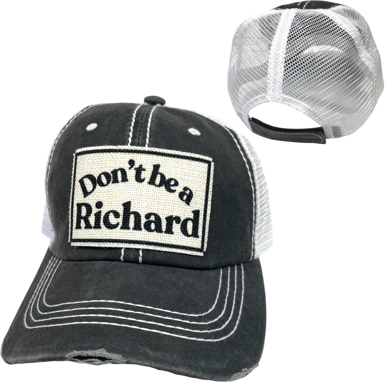 dkhandmade - Vente Casquette de camionneur – unisexe - CASQUETTE DE BASEBALL DON'T BE A RICHARD | CHAPEAU UNISEXE | EFFET VIEILLI1