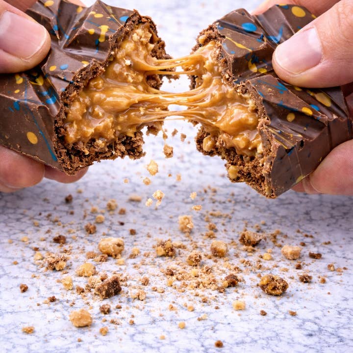 Peanut Butter & Honey Roasted Peanut Stuffed Bar for wholesale by Sinful Sweets Chocolate Company