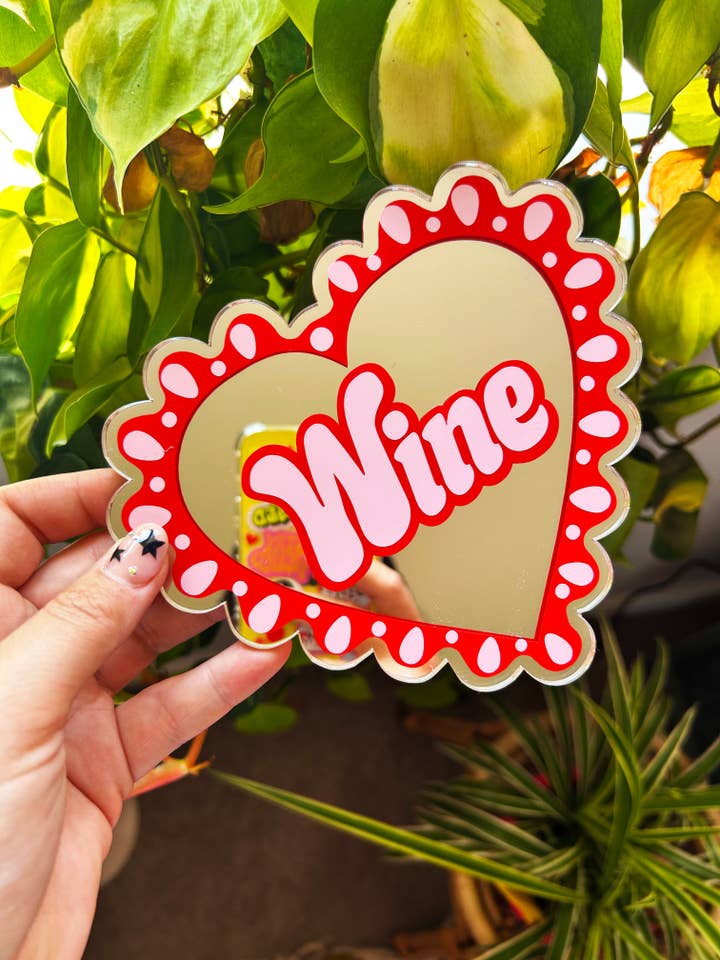 I Heart Wine Mirror för wholesale av Printed Weird
