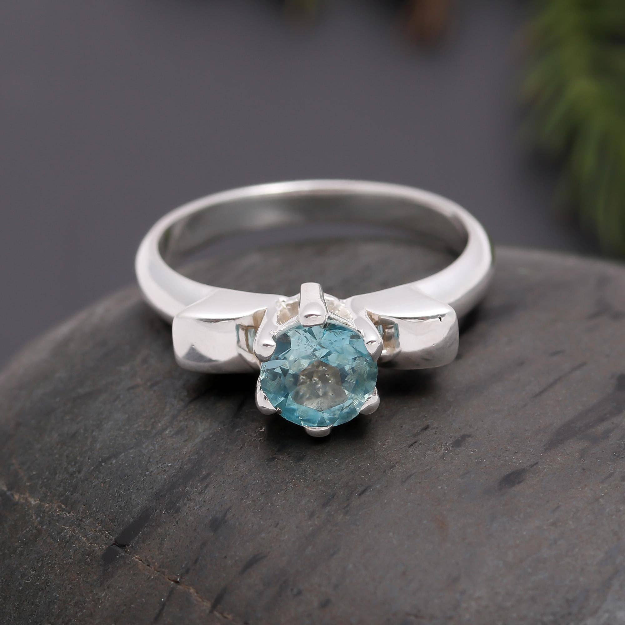 AG 925 JEWELLERY – wholesale Single stone/solitaire ring – 925 Silver Classic Aquamarine Solitaire Ring3