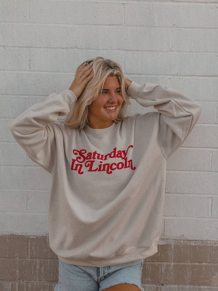 Saturday in Lincoln Crew - Sand for wholesale by 402threads