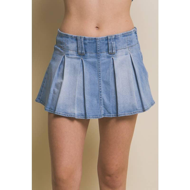 Paperdoll - Wholesale Skirt - Women's - Pleated Denim Mini Skirt 8