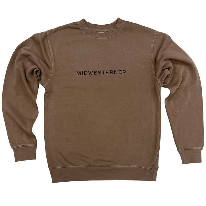 Jupmode - Wholesale Sweatshirt - Unisex - Midwesterner Fall Embroidered Sweatshirt (Pigment Clay)