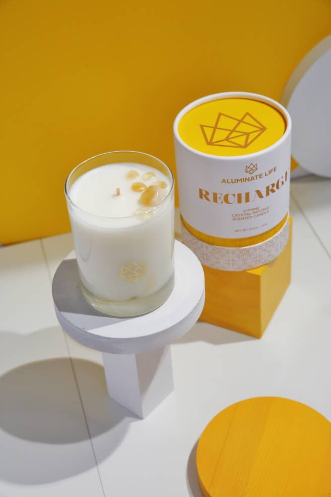 Aluminate Life - Wholesale Jar/Filled Candle - Recharge Citrine Crystal Essential Oil Scented Luxury Candle5