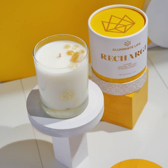 Aluminate Life - Wholesale Jar/Filled Candle - Recharge Citrine Crystal Essential Oil Scented Luxury Candle5