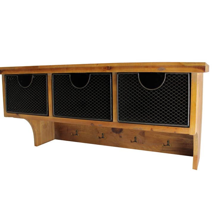 Estante de pared de madera con 4 ganchos para venta al por mayor de Screen Gems