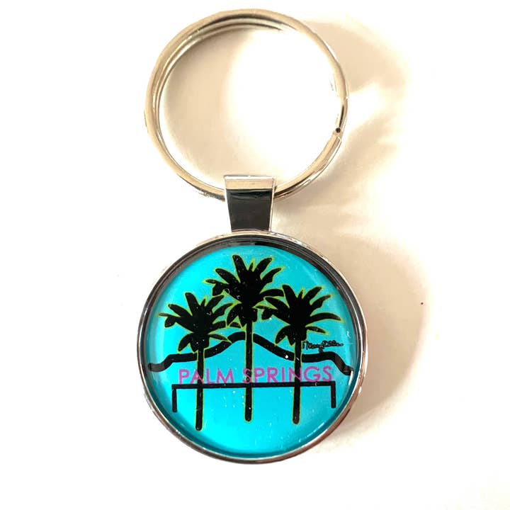 Mary Ellis - Wholesale Keychain - Unisex - Palm Springs California Sign Palm Trees Keychain