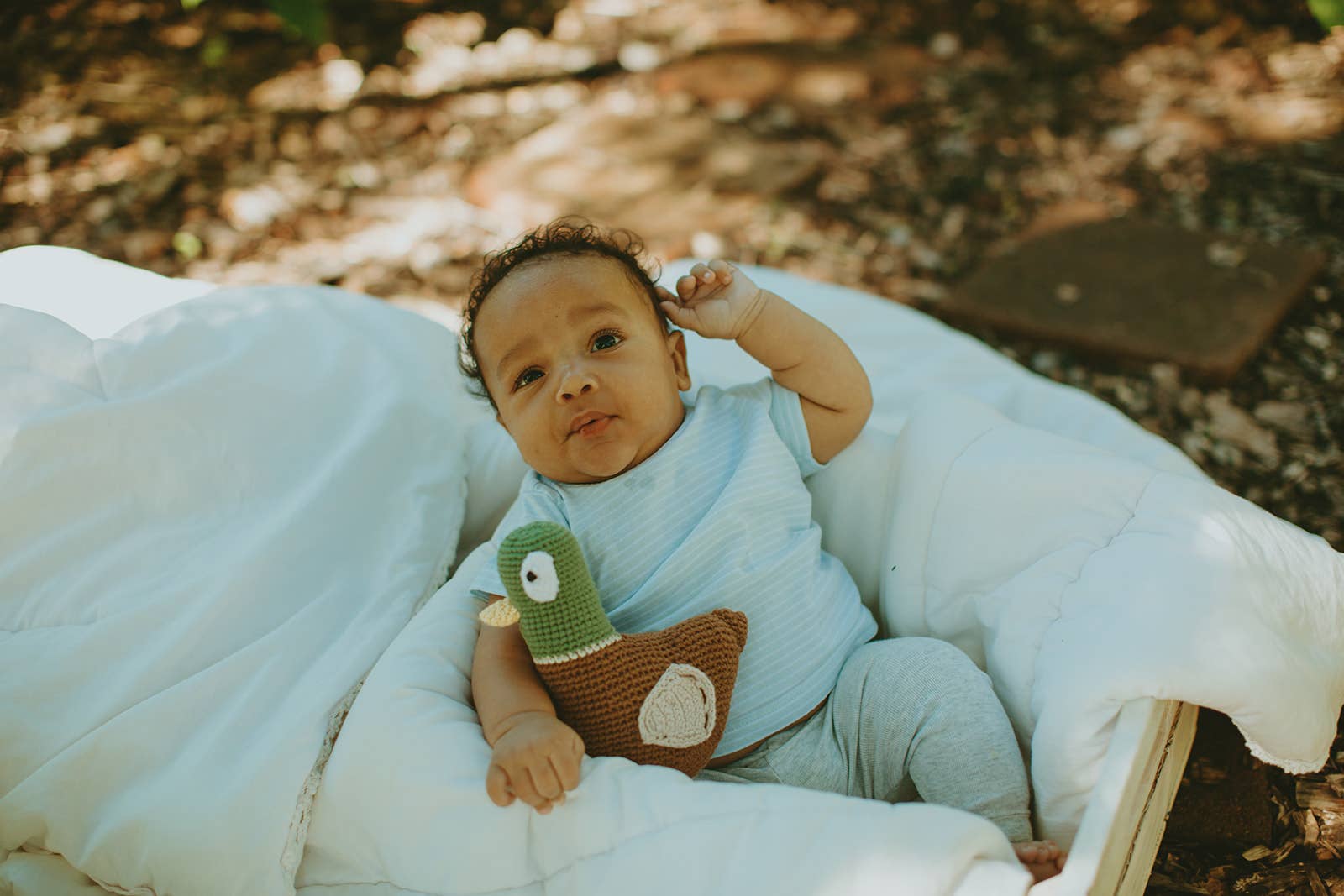 Pebblechild – wholesale Handheld rattle – Baby – Crochet Baby Toy Mallard duck rattle5