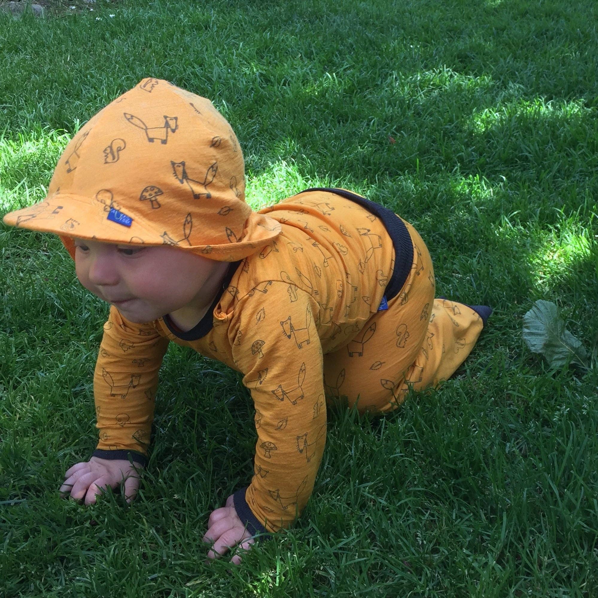 Glückskind – Engroshandel Solhat - Børn – Sommerkasket solrig gul ræv, merinould & silke (økologisk/GOTS)5