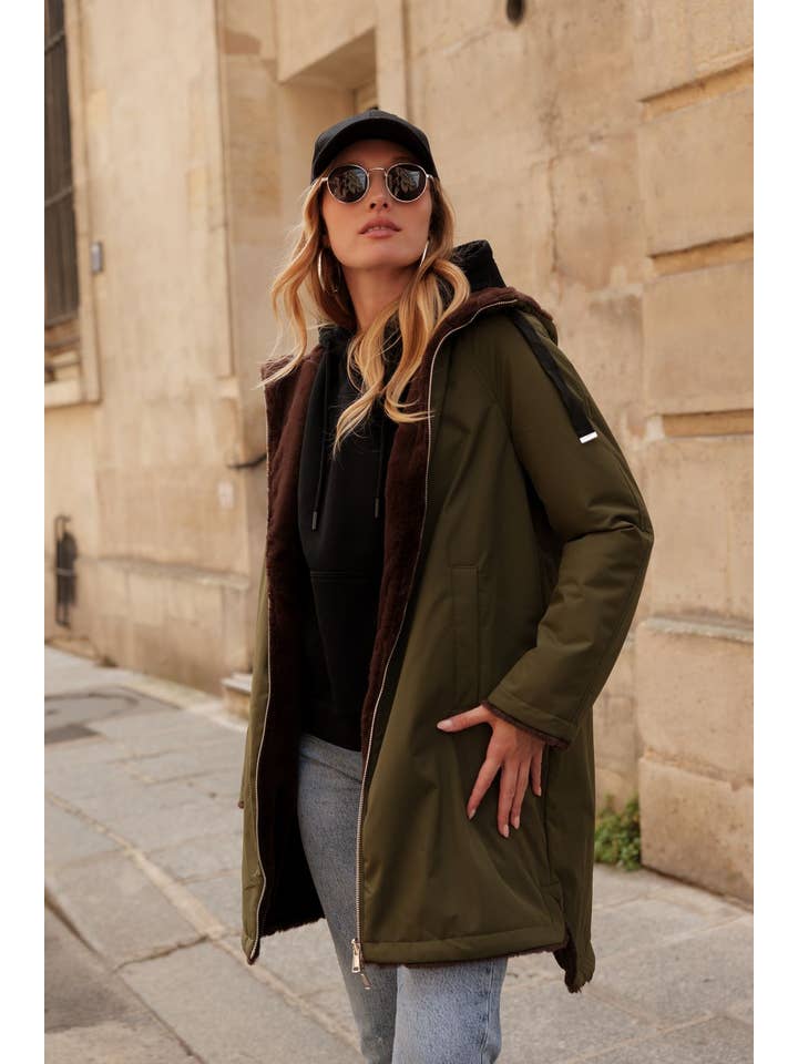 Attrait Paris - Wholesale Parka - Women's - Long hooded parka, reversible fur (Copy)3