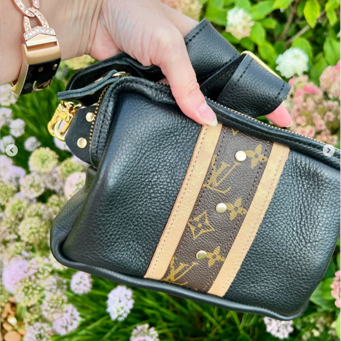 Beaudin - Wholesale Belt Bag - Women's - Bella Belt Bag In Black Leather | Upcycled LV2