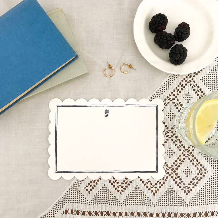 Annie Brougham Paper Goods. - Wholesale Everyday Greeting Card - Letterpress Flat Note - Navy Border