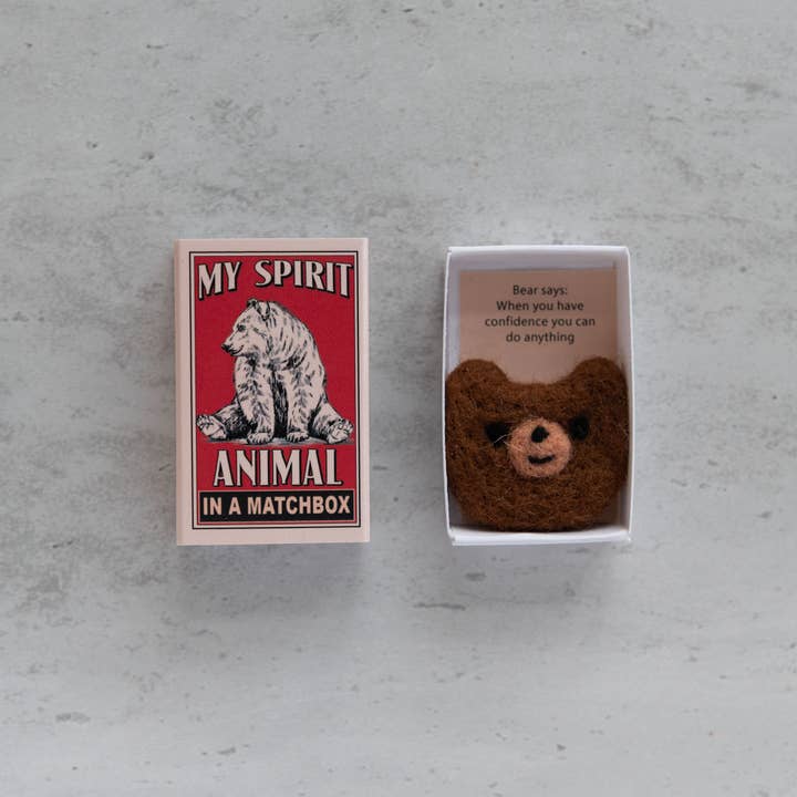 Marvling Bros Ltd - Wholesale Gag Gift/Novelty Gift - Wool Felt Bear Spirit Animal Gift In A Matchbox