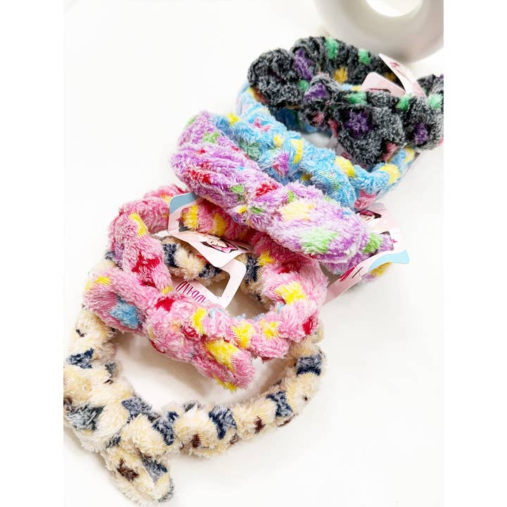 MIX COLOR Star Print Fuzzy Spa and Makeup Headband for wholesale on Faire5