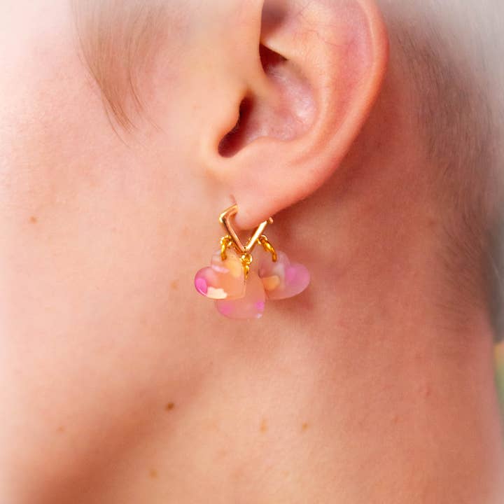 Dainty Trio Heart Pride Earrings for wholesale by Sunshine Studio