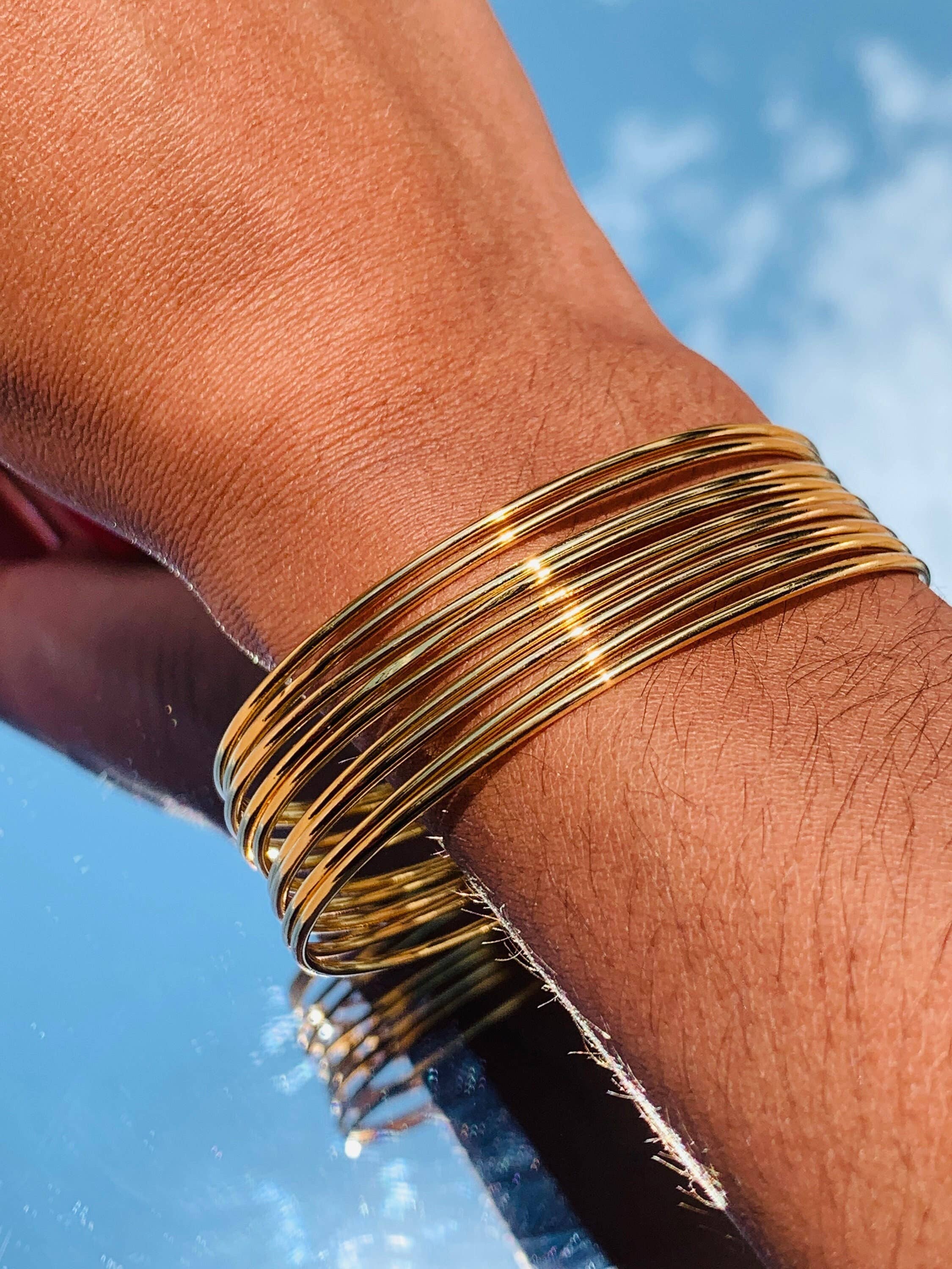 Mali Beads – Großhandel Armreif – Vergoldete wasserdichte stapelbare Armreifen – Damen-Schichtarmbänder4