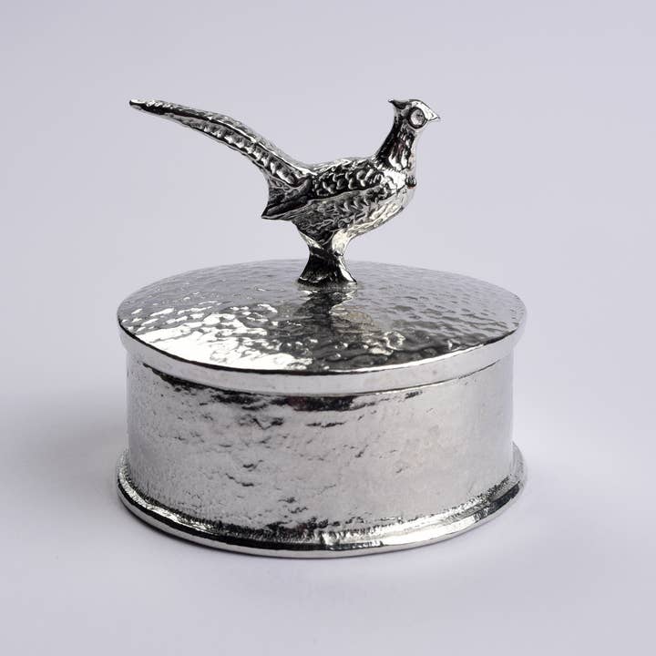 Glover & Smith - Wholesale Jewelry Box/Organizer - Pheasant Trinket Box, English Pewter Gifts